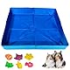 Hundepool Katzenpool Mit 6 Fischen Spielzeug, 50x50x10cm Hundebadewanne Faltbare Mini Hunde Pool Aus PVC, Planschbecken Hund, Schwimmbecken Für Kleine Hunde Katzen Haustiere (Blau)