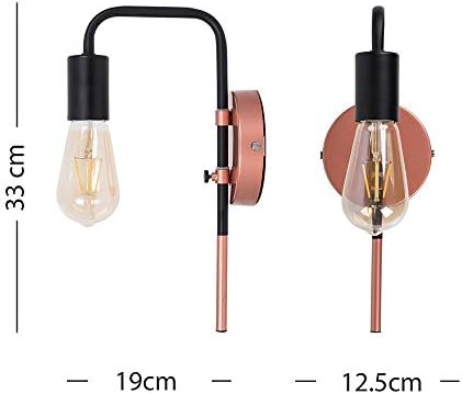MiniSun Pair of Industrial Steampunk Copper & Black Pipework Plug in Swing Arm Wall Lights