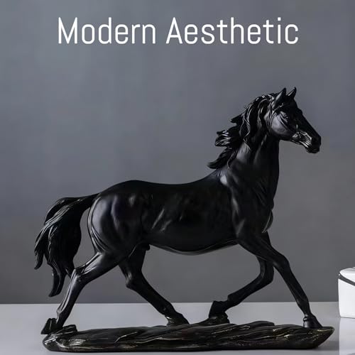 Estatua moderna de caballo negro para decoración de estante miniatura 6