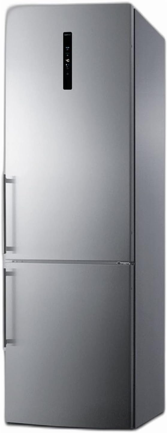 Summit 24" Refrigerator, 10.6 cu.ft Capacity Refrigerator - Freezer, Bottom Freezer, Ice Maker, Stainless Steel- FFBF249SS2IM