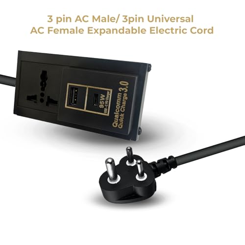 Image of MX Extension Board - Universal 3‑Pin Socket + 95 W USB‑C Power Delivery & USB‑A Port | 1.5 m Heavy‑Duty Cable | Flame‑Retardant Body, Safety Shutter, 6-13 A Rated