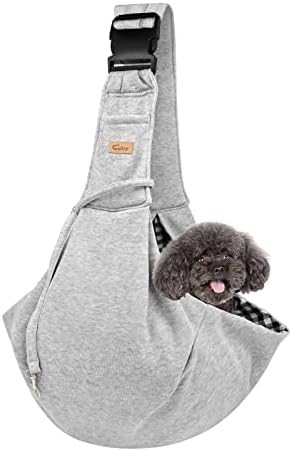 CUBY Puppy Dog Carrier, Adjustable Reversible Pet Sling Carrier for Small Medium Dogs Hands-free Sling Cat Bag Protect Shoulder Strap with Safety Belt Zipper Pocket & Disassembled Bottom Mat