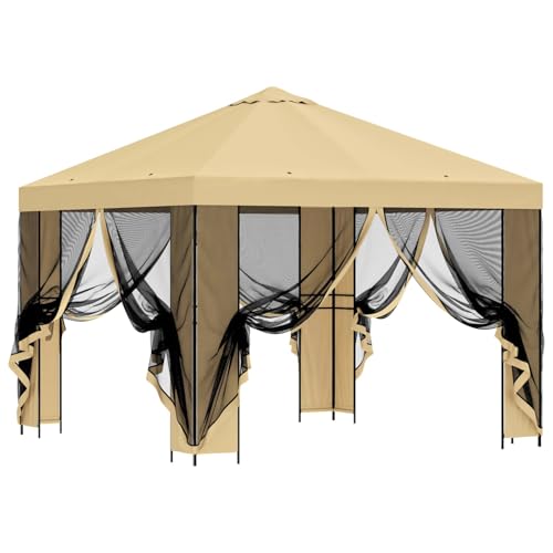 Cenador rectangular 3x3 m en acero crema para jardin o terraza 5