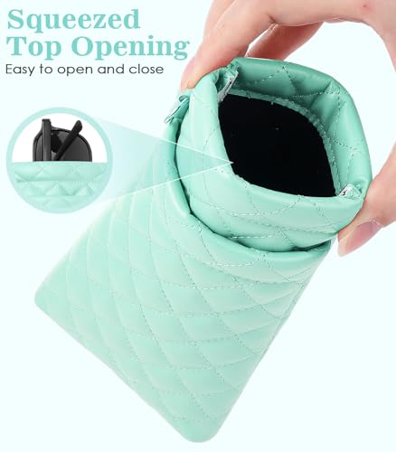 Image of MoKo Squeeze Top Glasses Pouch, Portable Leather Soft Sunglasses Case Anti-Scratch Eyeglasses Bag Goggles Sleeve