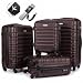 Devillo® Hartschalenkofferset Kofferset 4tlg. S-M-L-XL, Braun - Hard Shell Trolley Koffer Reisekoffer Reisekofferset Gepäck Rollkoffer Schloss 4 Rollen ABS-Hartschale Teleskopgriff