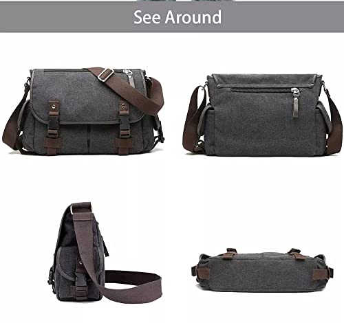 BAAD Bolsa Tiracolo Masculina Mensageiro Transversal Carteiro Bolsa de Ombro Casual (Cinza-preto)