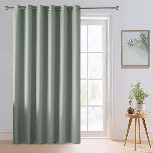 Image of RYB HOME Blackout Thermal Insulated Curtains, Portable Curtain for Sliding Glass Door /Storage /Space Room Divider, Large Window Treatment Room Divider Panel, W80 x L84, Sage Green, 1 Panel
