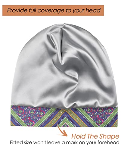 Image of Satin Lined Sleep Slouchy Cap Curly Girl Slap Headwear Gifts For Frizzy Hair Women