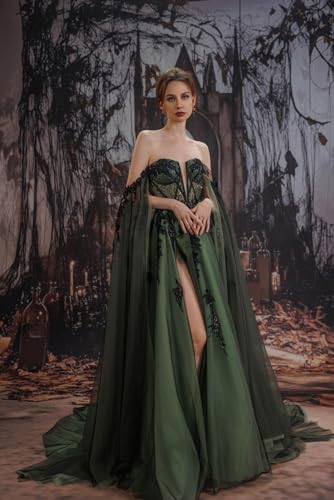 Victoria Sequin Applique Wedding Dress with Puffy Sleeves Off Shoulder Prom Dress A Line Tulle Party Dress with Slits3