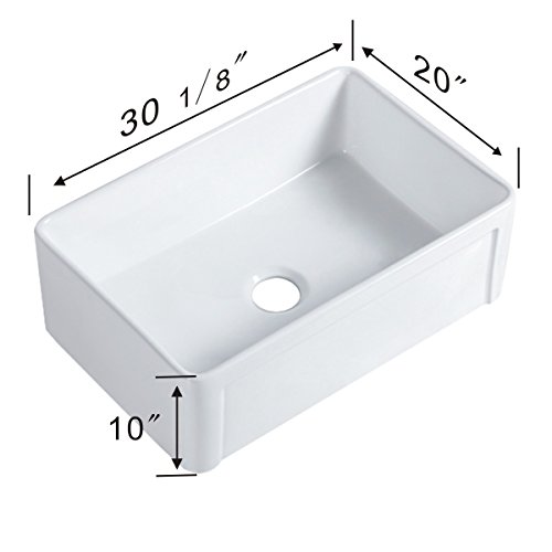 Renovators Supply Manufacturing White Farmhouse Sink 30 1/8 In. Undermount Kitchen Sinks With Stain Resistant Glossy Finish #TOP1