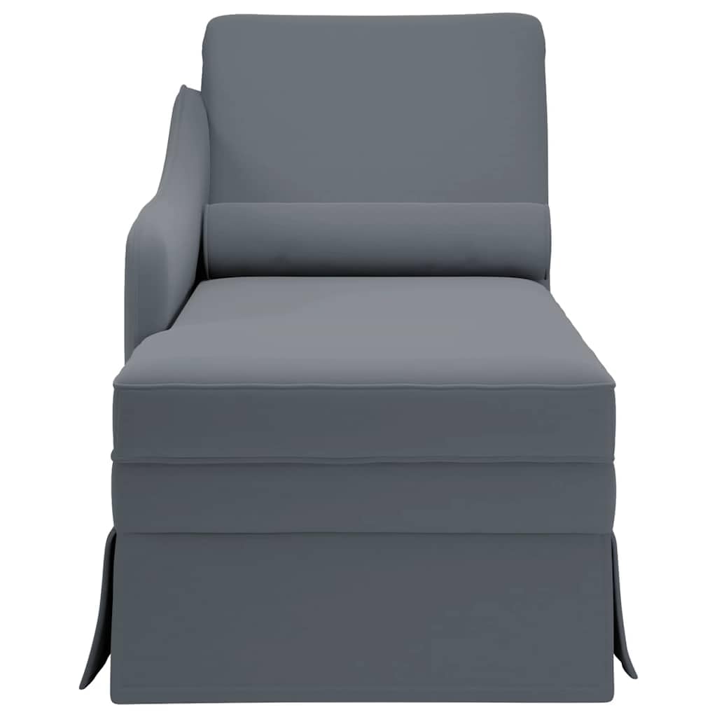 Chaise longue con cuscino cervicale e bracciolo destro, in velluto, 145 x 56 x 70 cm, comoda sedia da salotto per soggiorno, camera da letto, camera degli ospiti, zona relax e lettura