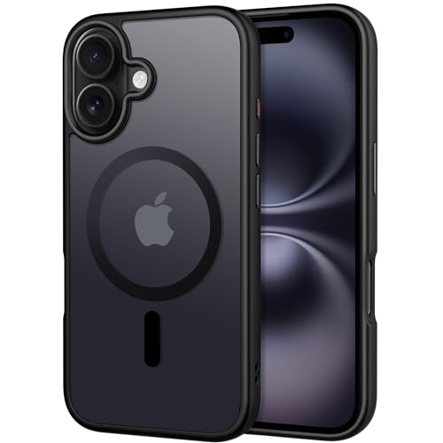 CACOE Magnetic Case for iPhone 16 6.1 inch, Compatible with MagSafe, Thin Slim Fit Anti-Fingerprint Shockproof Bumper TPU Protective Cover for Women Men Girls(Matte Black)