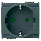 Vimar 16208 Idea presa Schuko SICURY 2P + T 16A, 2 moduli, grigio