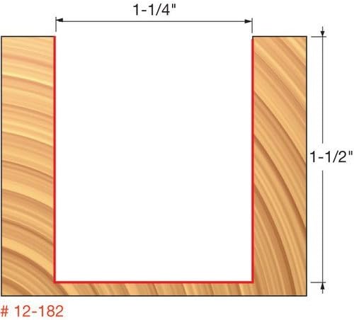Freud 12-182: 1-1/4" (Dia.) Double Flute Straight Bit with 1/2" Shank Red