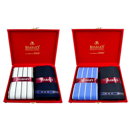 Image of JHABAK'S Unstitched Premium Cotton Blend Strip Shirt & Trouser Fabric - 2.25 Meter Shirt Cloth - 1.30 Meter Pant Piece (Set of 2)