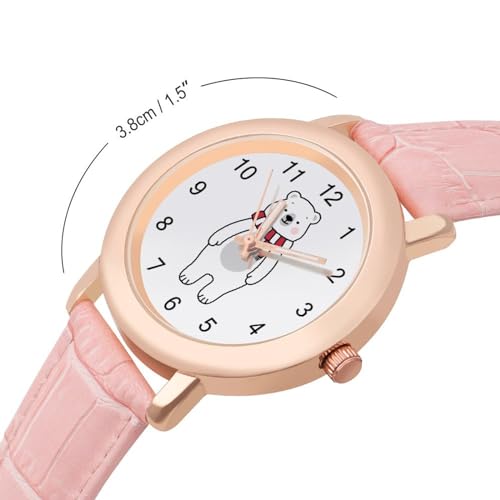 Cute Polar Bear Classic Watches for Women Funny Graphic Pink Girls Watch Easy to Read2