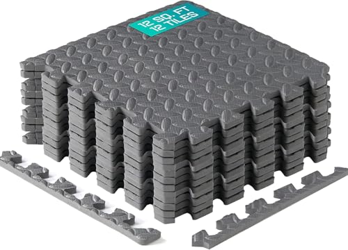 Yes4All EVA Interlocking Mats, Puzzle Floor Tiles, Foam Floor Padding with Border for Furniture, Home Space, Living Room, Garage 11,15,32,99 SQFT