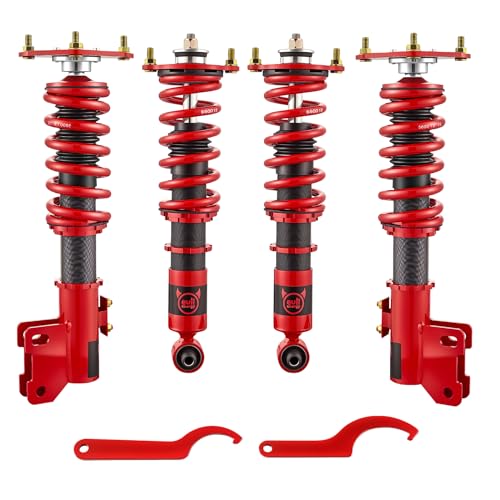 EVIL ENERGY Coilovers Compatible for Mitsubishi 3000GT 1991-1999, Height Adjustable Suspension Coilovers Lowering Kit, Red