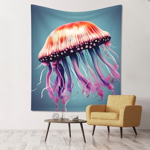Tapisserie murale méduses chambre à coucher SHuWeiD, déco murale textile ultra douce