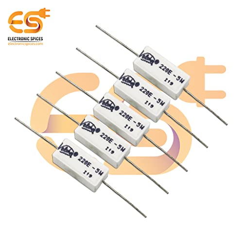 Image of 220 Ohm (Ω) 5 Watt Fusible Ceramic Cement Power Resistor Pack of 5pcs