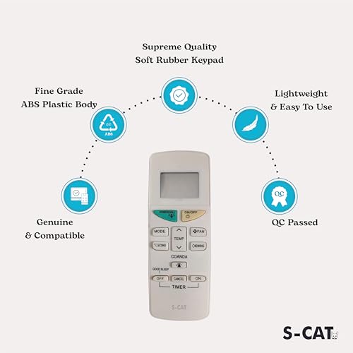 Image of S-CAT Compatible with Daikin Ac Remote Original ARC470A22 Model 132B (No Backlight) Suitable for 1 1.5 2 Ton Split /Window AC (Match Old Remote Exactly, for Any Issues Contact Customer Care)
