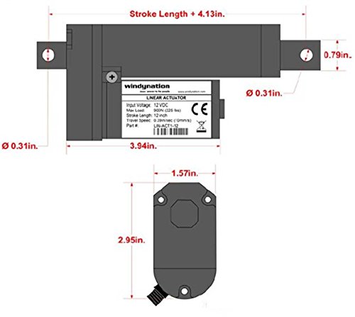 Windynation (2Pcs) 12 Volt, 225 Lbs Linear Actuators + Up Down Dpdt Switch + Mounting Brackets + Connectors (Momentary Or Maintained Up Down Switch) (8" Linear Actuator, Momentary Switch) #TOP5