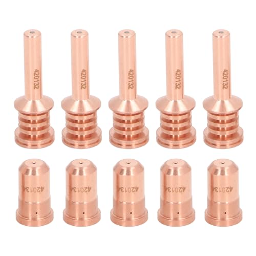 5Pcs 420132 Electrodes 5Pcs 420134 Nozzles Brass Cutting Nozzle Electrode Set, Installation, Fine Processing, for PMX 30AIR Plasma cutting machine, Replacement Consumables