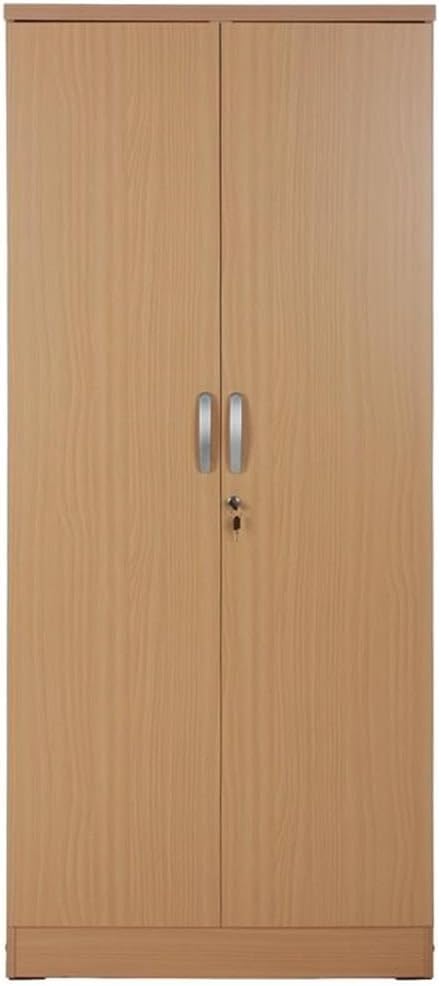 Pemberly Row Modern Two Door Armoire Wardrobe Cabinet, 72 in x 31 in x 20 in, Laminated Engineered Wood, Maple Finish, Adjustable Shelves, Hanging Rod, Lockable for Bedroom Closet or Storage Use