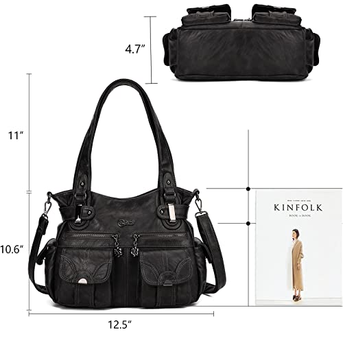 Image of KL928 Women's Shoulder Purse Large Hobo Tote PU Leather Multi-Pocket Bag | Large capacity, water-resistant, easy-clean, adjust strap, fits 10.2 inchipad, pockets, compartments, zipper, shop, travel, daily