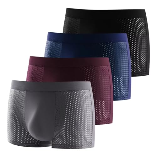 Image of 4 Pack Men's Mesh Ice Silk Underwear Boxer Briefs Breathable Underwear Trunks for Men