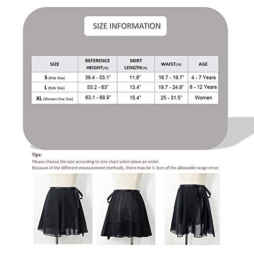 Ballet Skirt Chiffon Wrap Dance Skirt For Girls/Women, Black #TOP3