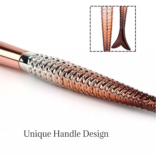 Lizzy 10pc 3D Mermaid Makeup Brushes | Lovely Gradual Cosmetic Brushes for Eyeshadow, Eyeliner, Blush, Blending, Eyeliner, Small Lip, Shader Brush (Rose Gold) - Image 3