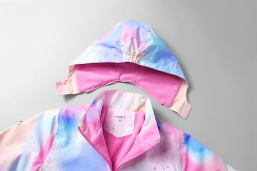 Image of MGEOY Kids Rain Jacket, Waterproof Lightweight Hooded Windbreaker for Boys Girls 4-14Y