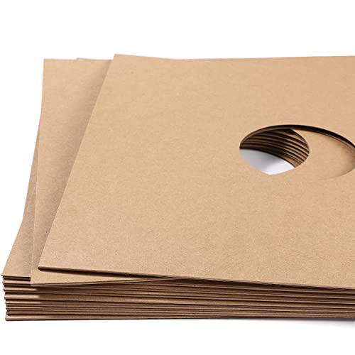 Facmogu 10Pcs 12In Vinyl Record Lp Jackets, Cardboard Vinyl Record Covers With Kraft Finish, Album Covers (350Gsm) Record Jackets, Blank Album Jackets For Vinyl Record Inner & Outer Sleeves (Brown) #TOP2