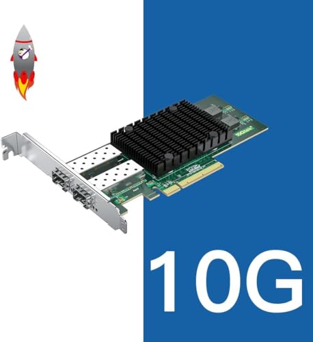 Image of H!Fiber.com 10G Ethernet Network Card, 2 Port SFP+ NIC, 10GbE CNA, X710-DA2 Equivalent Function, with Intel X710-BM2 Chip, Support Windows Server /Linux /VMware (No X11, MAC Support)