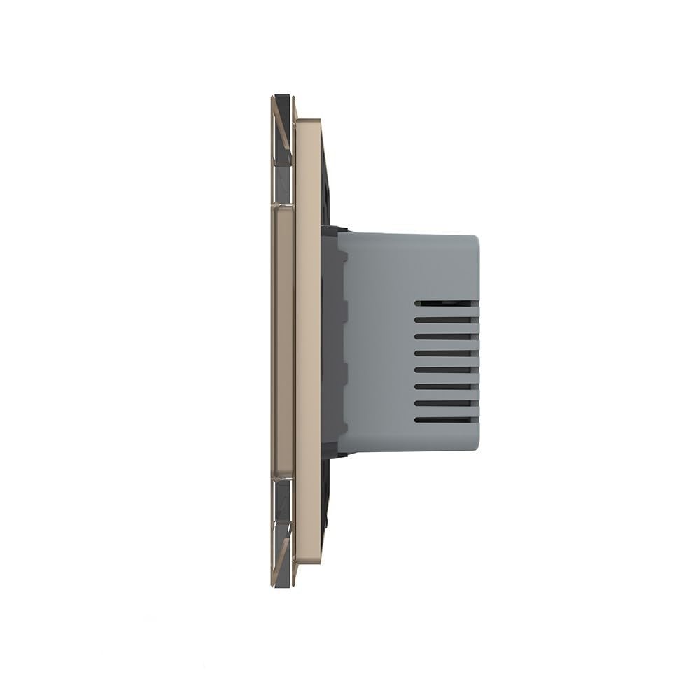 Livolo - Termostato digital táctil con sensor de suelo, sensor de temperatura para suelo y calefacción eléctrica con servomotores dorados, incluye marco de cristal