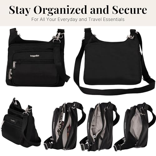 Image of Baggallini Securtex Anti-theft Crossover Crossbody Bag 11 inchw X 8.5 inchh, Rfid, Built-in Wallet, Locking Zippers