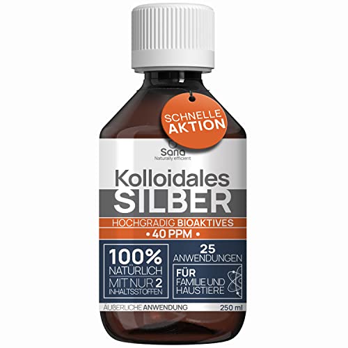 Kolloidales Silber 40 PPM 250 ml | Premium Silberwasser Stärker als 25ppm | Für Mensch Hund & Katze | Carbon Neutral | 100% natürlich mit 2 Zutaten