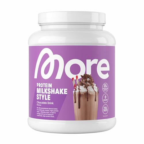 MORE Protein Milkshake, Trinkschokolade, 600 g, Mix aus Whey Konzentrat und Casein ideal zum Muskelaufbau und -erhalt, mit Laktase - made in Germany