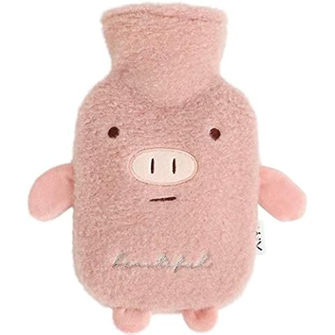 LLQUS 1L PVC Hot Water Bottle with Cover, Animal Hand Warmers Hot Water Bag, Non-Slip Cover