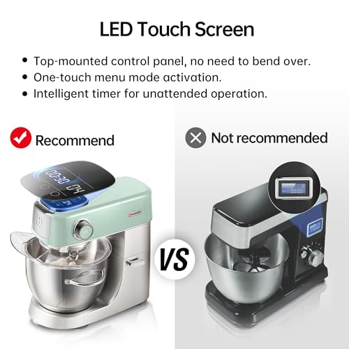 Hauswirt-High-End-Smart-Stand-Mixer-M5-LED-Touchscreen-Mixers-Kitchen-Electric-Stand-Mixer-with-5-Preset-Menus-53Qt-Dough-Mixer-11speeds-Kitchen-Mixer-with-Egg-Whisk-Dough-Hook-Beater-Green
