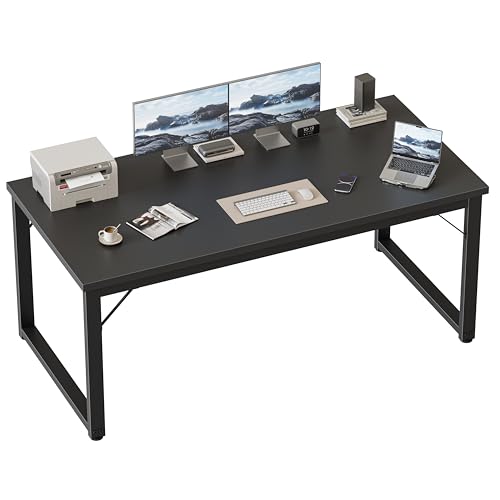 Image of Mericonia 54 Inch Computer Desk, 1 inch Thick Large Office Table, Black