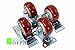 Caster Wheels Steel Plate Casters On Red Polyurethane Wheels 1200 Lbs 3 inch 2 with Brake 2 Fixed Plate