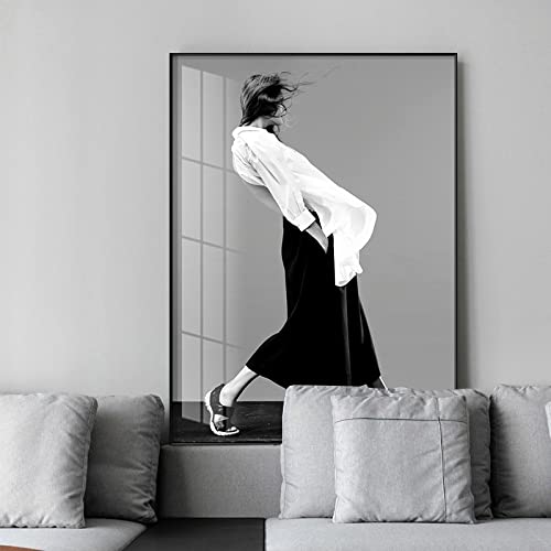 Toile Peinture Mur Art Moderne Noir et Blanc Figure Photos 50x70cm