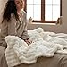Bedsure 3D Fleece Bubble Blanket for Couch - GentleSoft White Throw Blanket for Sofa Bed Room Decor - Luxury Soft Cozy Valentines Blanket Gifts for Women, Lightweight, All Seasons, Off White, 50