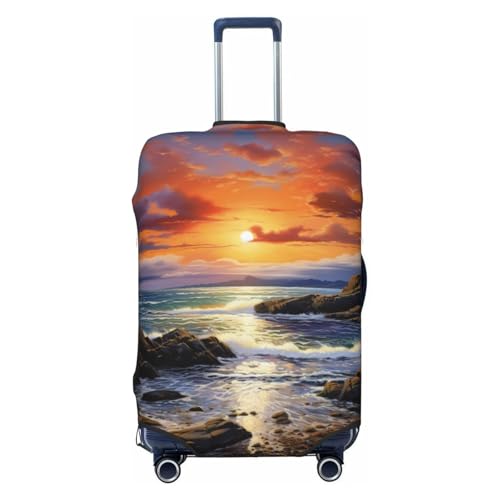 Ireland Sunset Seascape Print Luggage Suitcase Cover Protector Luggage Washable Covers With Concealed Zipper