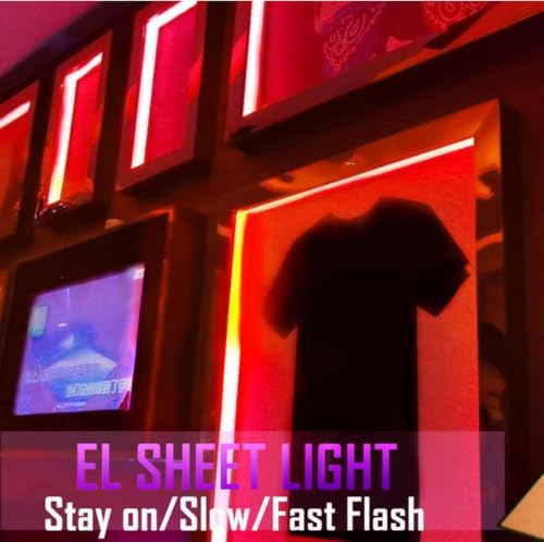 Image of Flexible Led Panel,Electroluminescent Panel Sheet EL Tape Cuttable Soft for Mask Eye Cosplay Party Decor DIY-Continuous /Slow Flash /Fast Strobe 3x24 cm Red