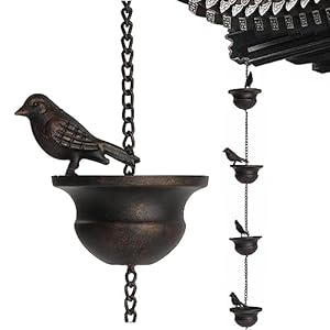 Mobile Birds on Cups Rain Chain, Rain Chains for Gutters Rain Chains, Metal Adapter Replacement Downspout Hummingbird Chain Tools for Outside