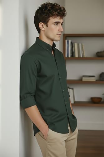 Image of Allen Solly Men's Cotton Buttoned Down Shirt | Classic Fit, Soft Breathable Fabric, Smart Casual & Office Wear