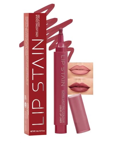Crayon a Levre Lip Stain Pen, Rose Rouge a Levre Mat Longue Tenue, Rouge à Lèvres Sans Transfert, Waterproof Highly Pigmented Lip Liner, Silky Lipstick Pen,...